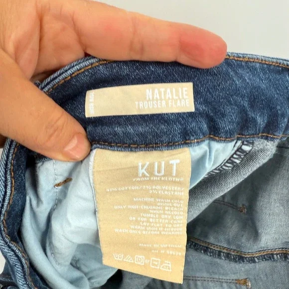 Kut From The Kloth Dark Wash Flare Jeans Raw Hem‎ Size 10 - Picture 9 of 11